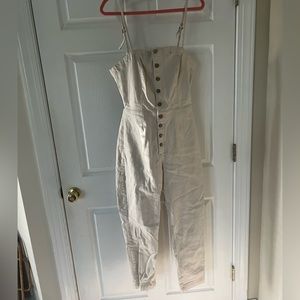Free people white denim jumpsuit